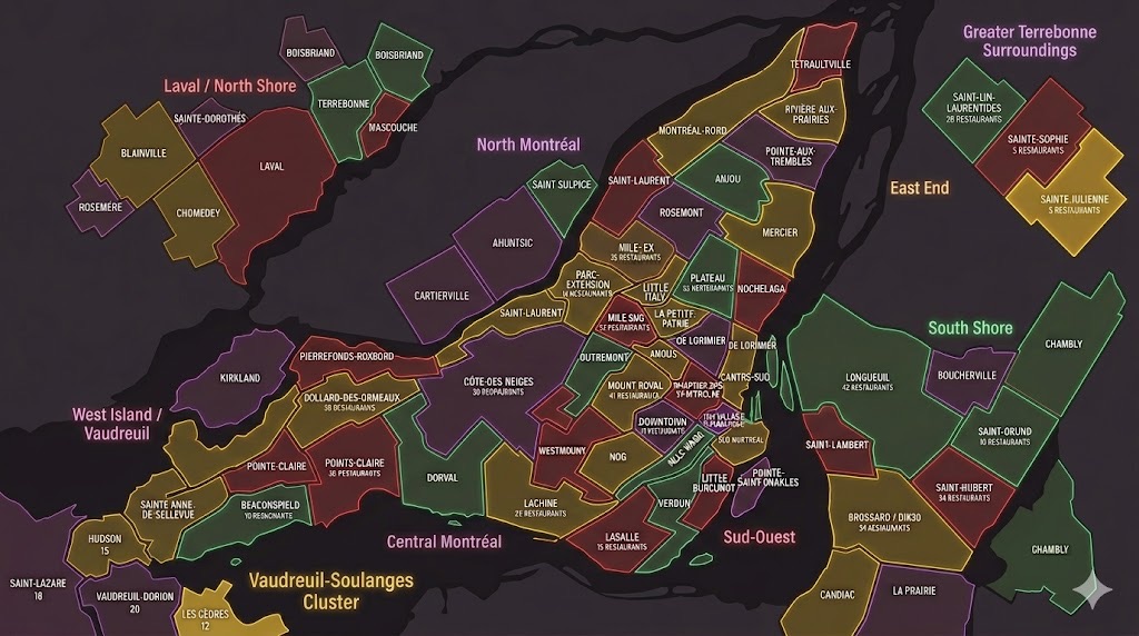 Greater Montréal quartier map